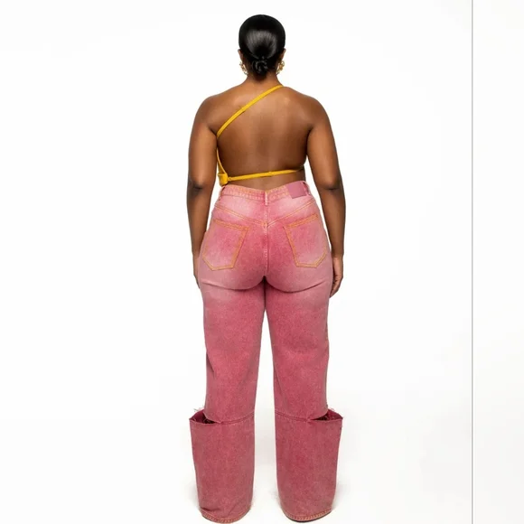 Hanifa Dusty Cedar Aster Acid Distressed Jeans ALTERED - Picture 2 of 13